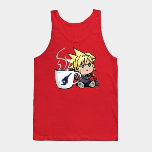 Chibi Cloud Coffee Kawaii Final Fantasy 7 Cloud Strife Tank Top